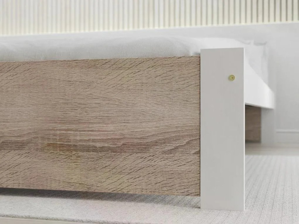 Posteľ IKAROS 80 x 200 cm, biela/dub sonoma Rošt: S latkovým roštom, Matrac: Matrac COCO MAXI 20 cm