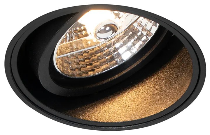 Sada 6 moderných zapustených bodových svetiel čierna bezrámová - Impact 70