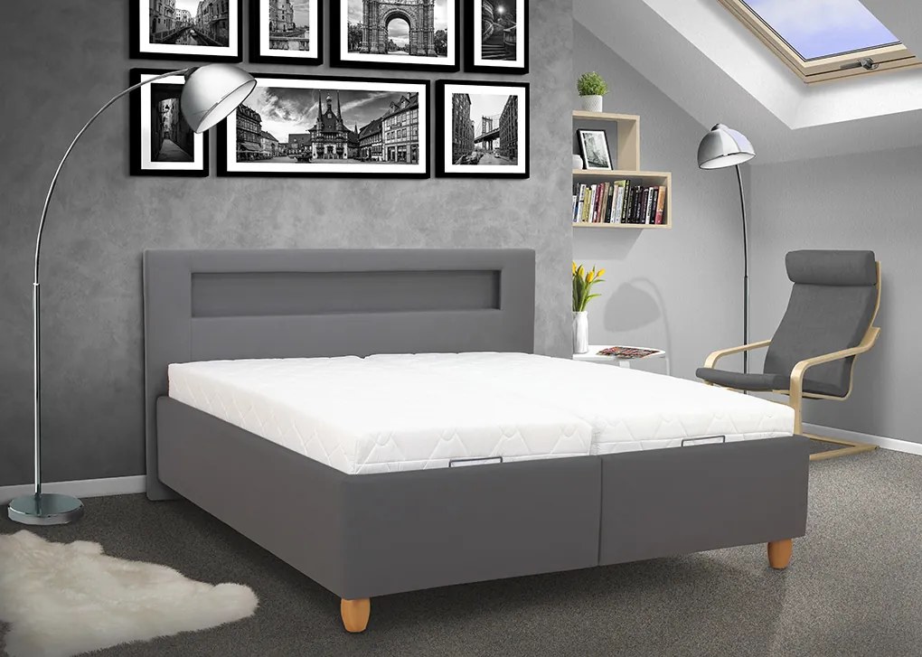 Čalúnená posteľ s úložným priestorom TWIST 180 Farba: eko čierná