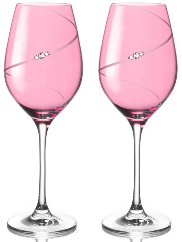 Diamante poháre na biele víno Silhouette City Pink s kryštálmi Swarovski 360 ml 2KS