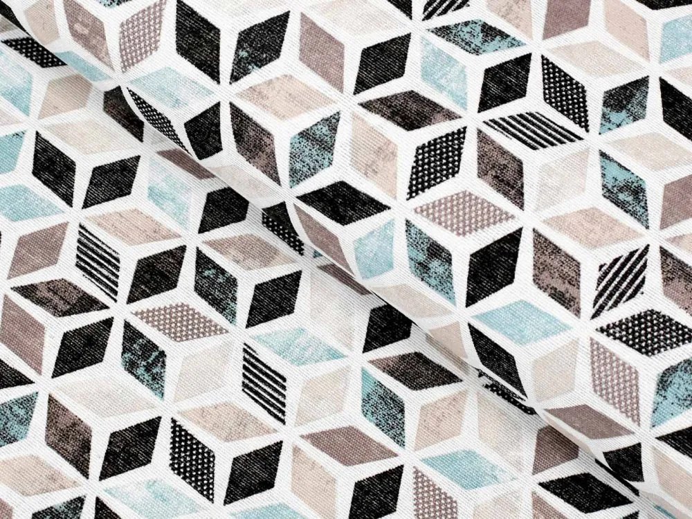 Biante Dekoračný záves Leona LN-059 Tyrkysovo-čierna mozaika 130x200 cm