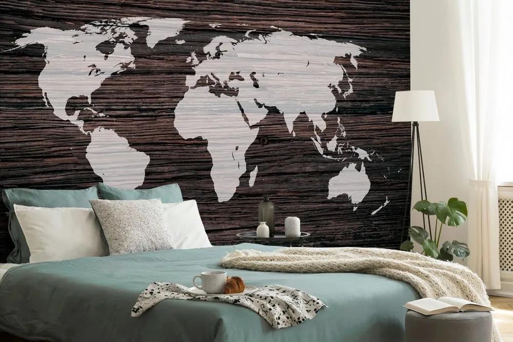Samolepiaca tapeta mapa sveta na dreve - 150x100