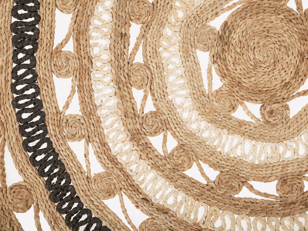Okrúhly jutový koberec ⌀ 140 cm béžová/čierna GOYNE Beliani