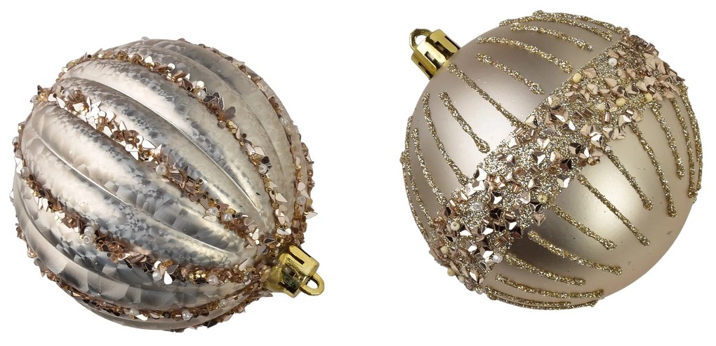 Sada vánočních baněk Santa Lila 6 ks champagne