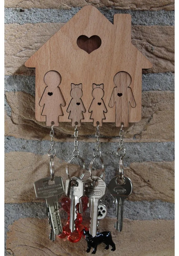 Domček so sadou kľúčeniek MIMI - rodičia a 2 dcéry