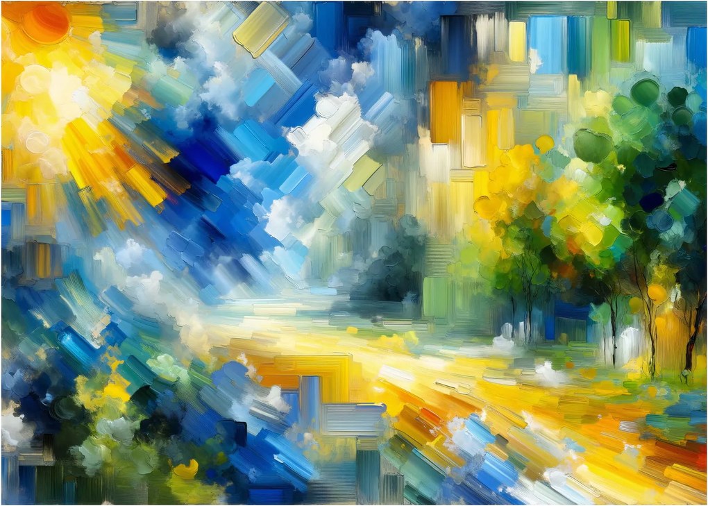 Sklenený obraz - Abstraktný slnečný deň (70x50 cm)