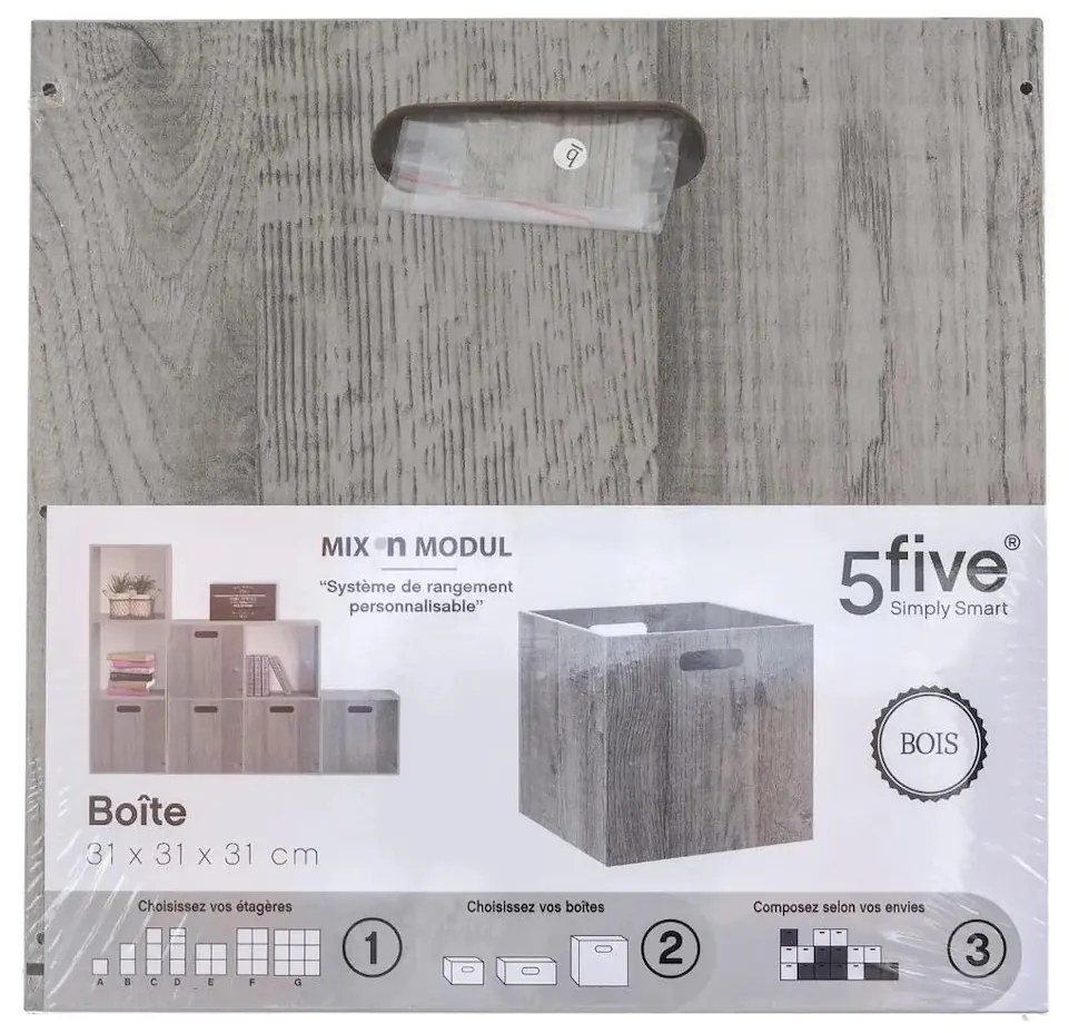 5five Simply Smart Úložný box Wood, 31x31x31 cm, sivá