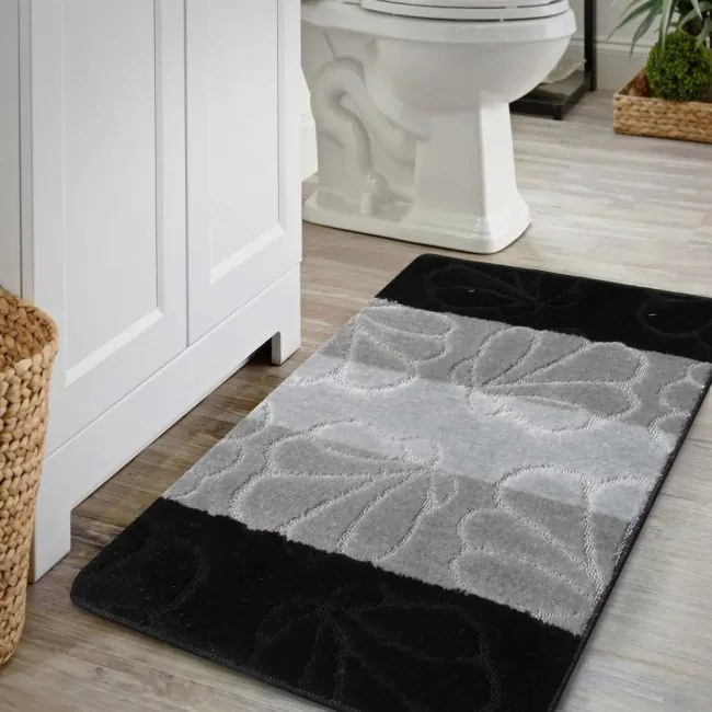 Sada kúpeľňových koberčekov Montana 01 s výrezom - čierna