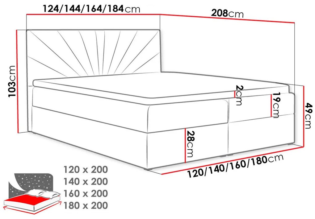 Manželská posteľ 160cm Bereo 4 (sivá). Vlastná spoľahlivá doprava až k Vám domov. 1121889