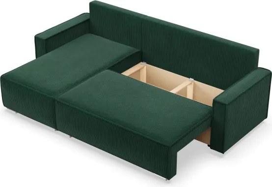 Rohová rozkladacia sedačka NOTO Poso 014 fľaškovo zelená
