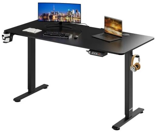 InternetovaZahrada - Výškovo nastaviteľný kancelársky stôl čierny - 140x60x118 cm