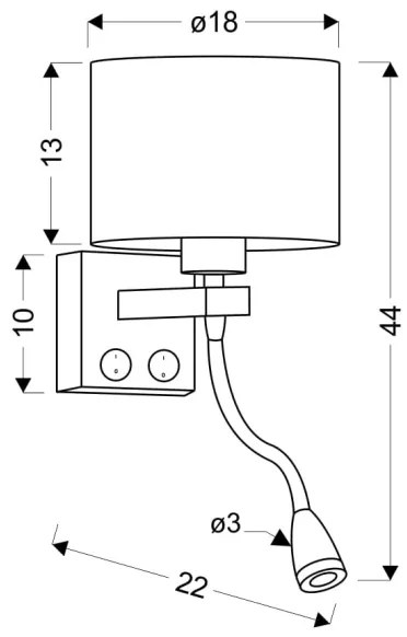 LED Flexibilné svietidlo POLO 1xE27/40W+LED/2W 230V čierna
