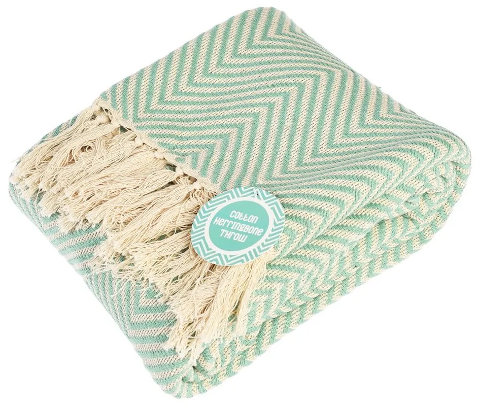 Bavlnená deka v mentolovej farbe 150x235 cm Herringbone – Rex London