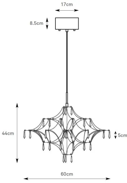 Markslöjd 108869 - LED Stm. krišt. luster na lanku EFESOS LED/14W/230V pr. 60 cm