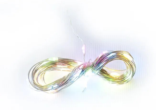 Nexos 59015 Svetelný strieborný drôt, 40 LED, časovač, farebný