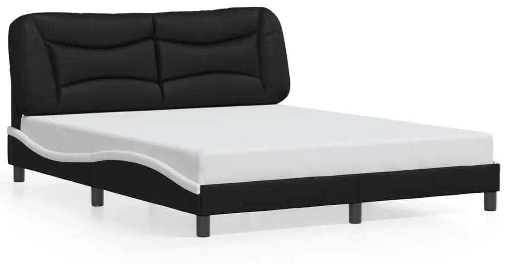 Rám postele s LED svetlami čierno-biely 160x200 cm umelá koža 3213946