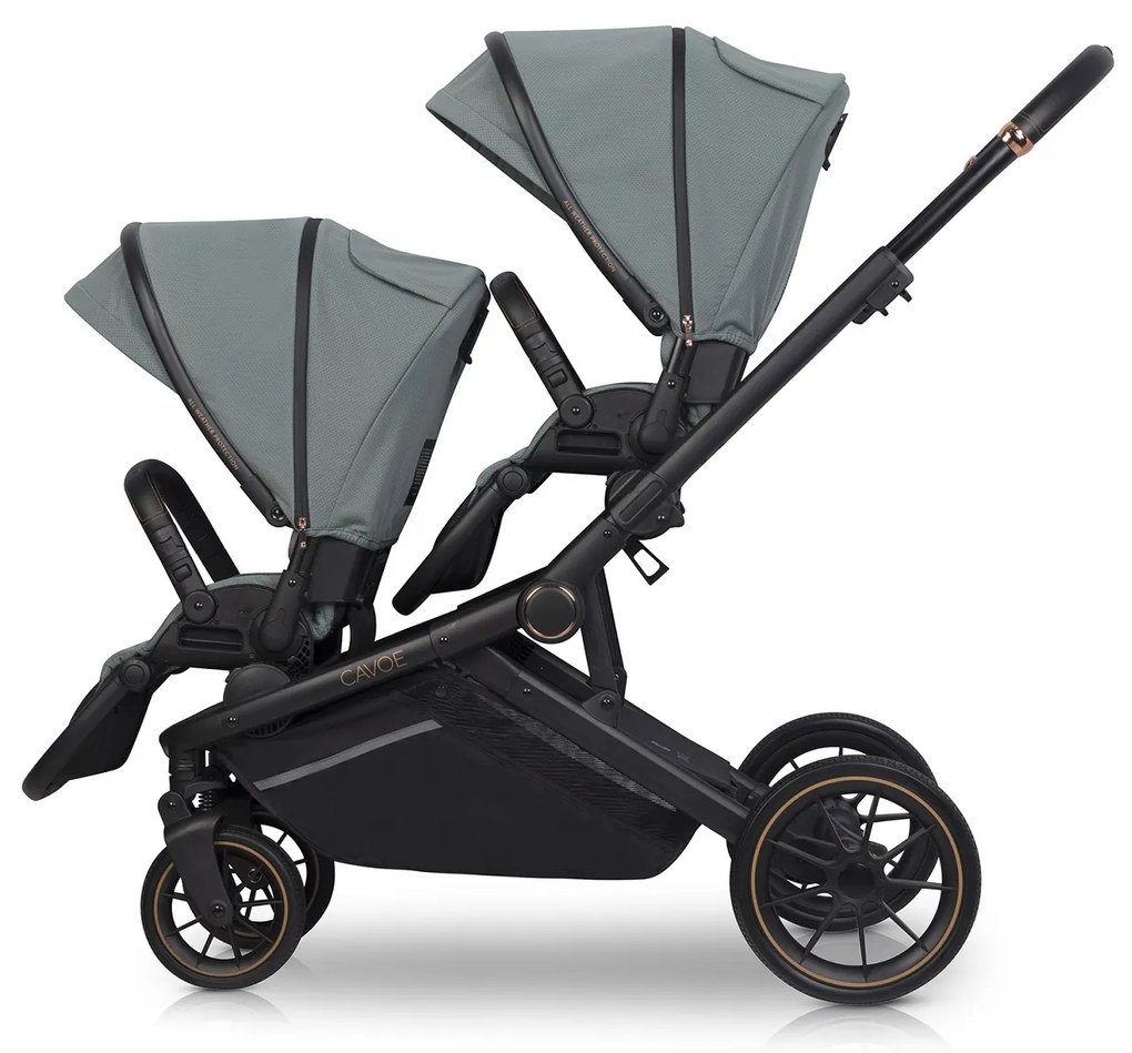 Športový kočík pre dvojčatá CAVOE Avec Boho Green