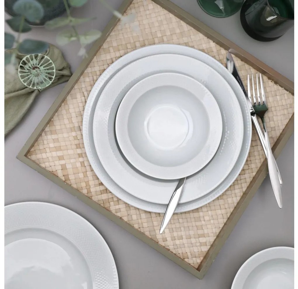 Jedálenská sada 18 ks biela/porcelán