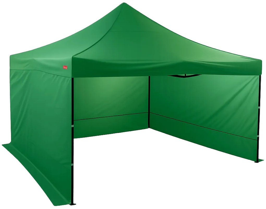 Rýchlorozkladací nožnicový stan 4x4m – oceľový, Zelená, 3 bočné plachty