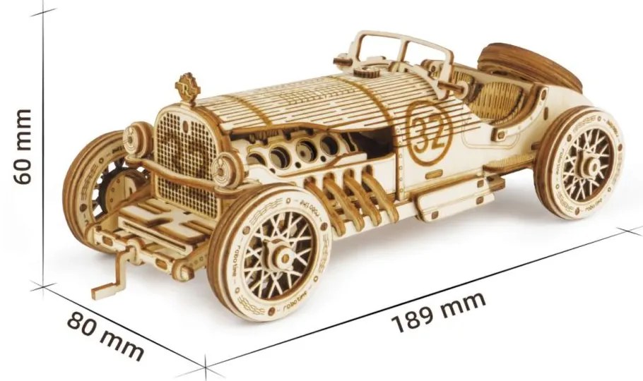 Robotime 3D drevené puzzle Závodní veterán Grand Prix car 1:16 220 ks