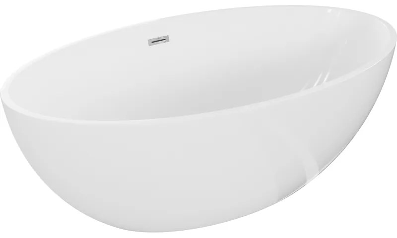 Mexen Nike, voľne stojaca vaňa 175 x 100 cm, biela, chrómový prepad, 54071751000-01