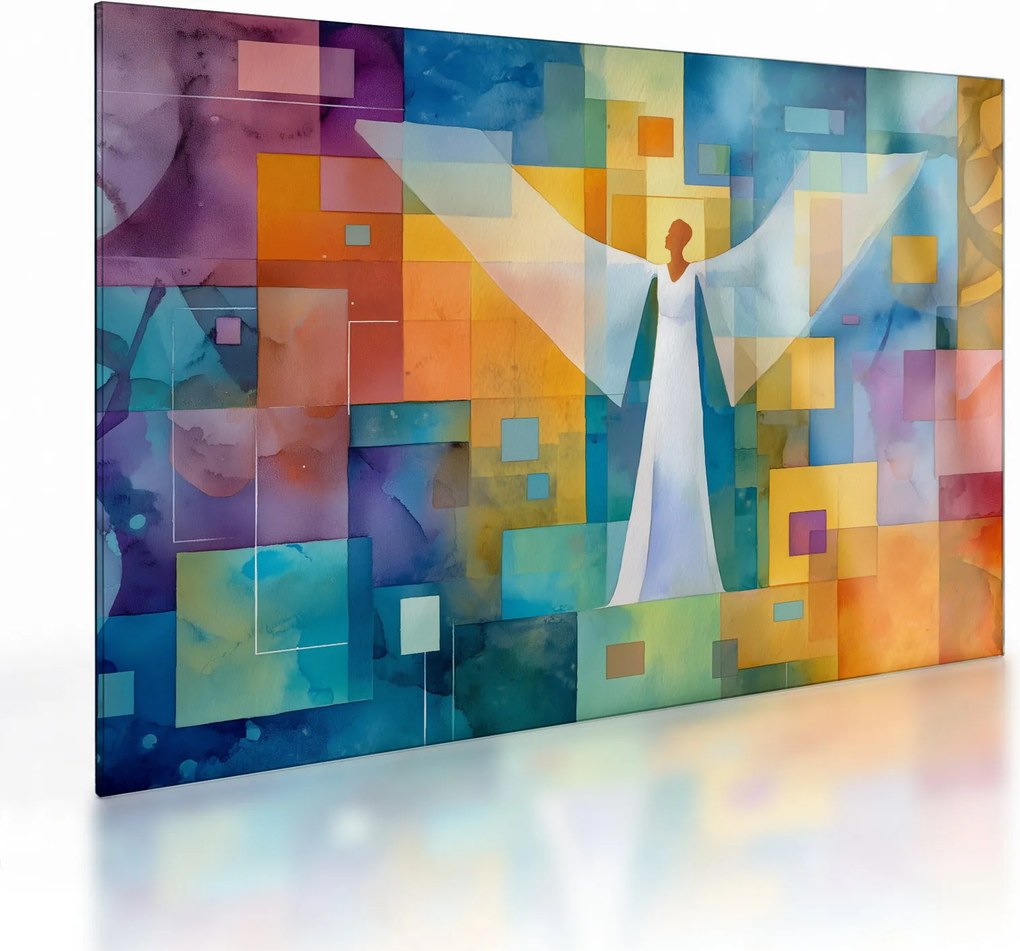 Sklenený obraz - Geometrický anjel (70x50 cm)