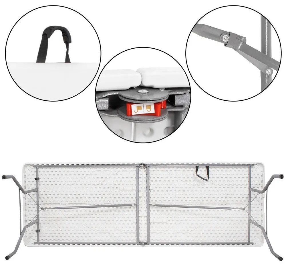 Skladací cateringový stôl 240 cm Springos GF0050 - biely
