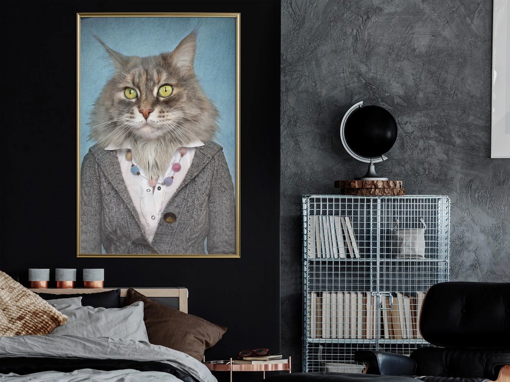 Artgeist Plagát - Mrs. Cat [Poster] Veľkosť: 20x30, Verzia: Zlatý rám s passe-partout