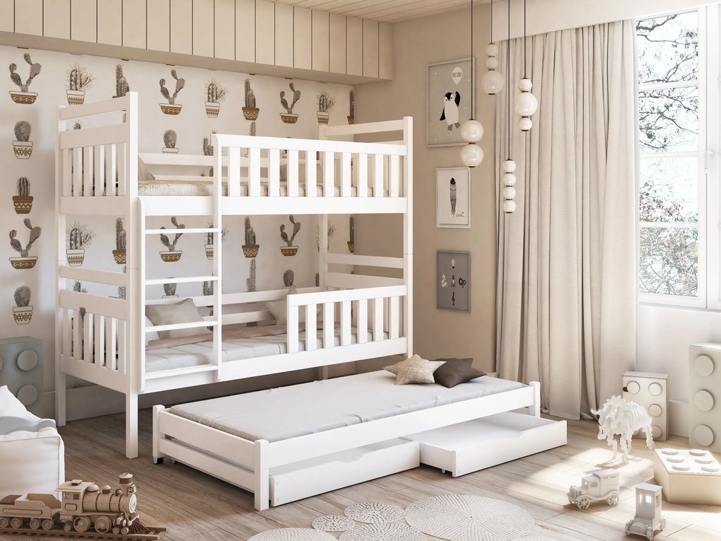 Detská posteľ 80 x 180 cm KRISTY (s roštom a úl. priestorom) (biela). Vlastná spoľahlivá doprava až k Vám domov. 1013193