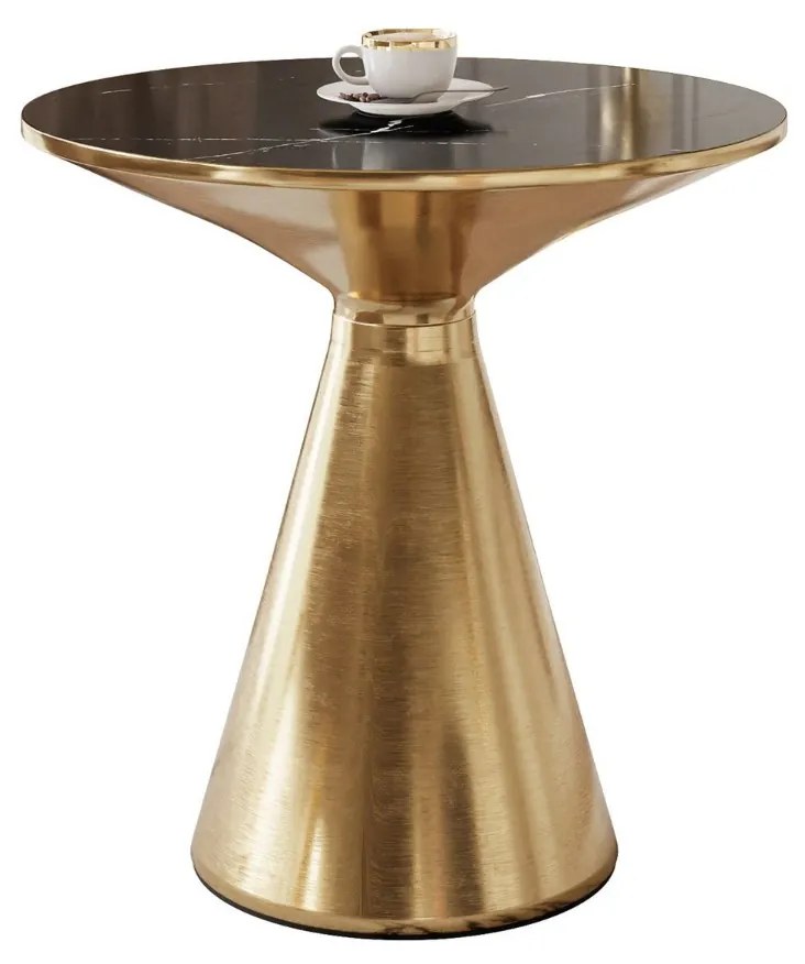 OKRÚHLY KONFERENČNÝ STOLÍK ELLINE ZLATÝ NEREZ + ČIERNY MRAMOR