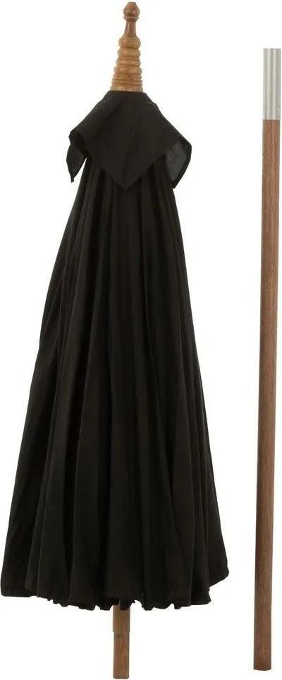 Čierny slnečník s drevenou tyčou Lorie Wood - ∅ 200*260 cm