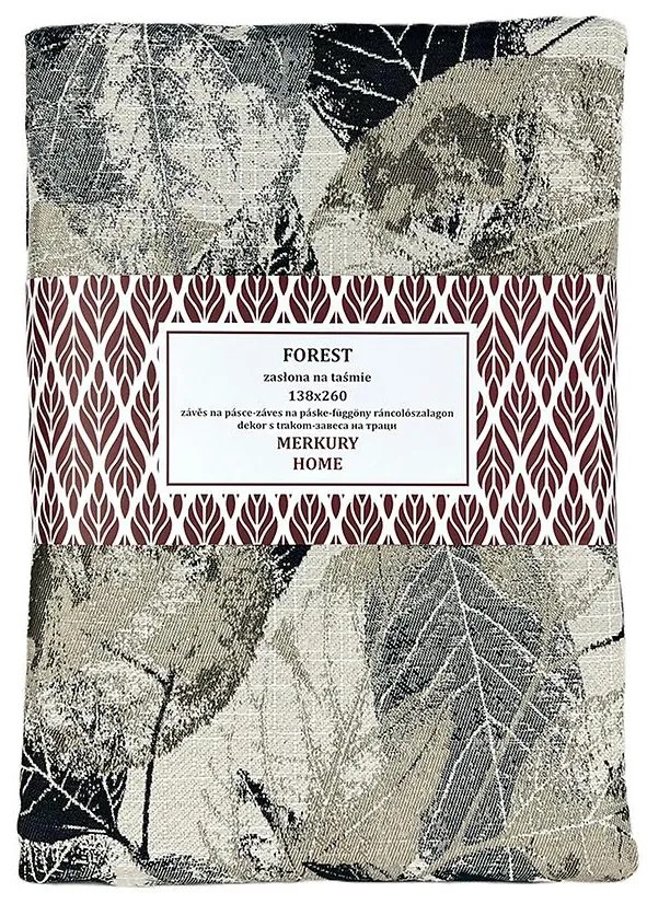 Záves Forest čierna na páske 138x260