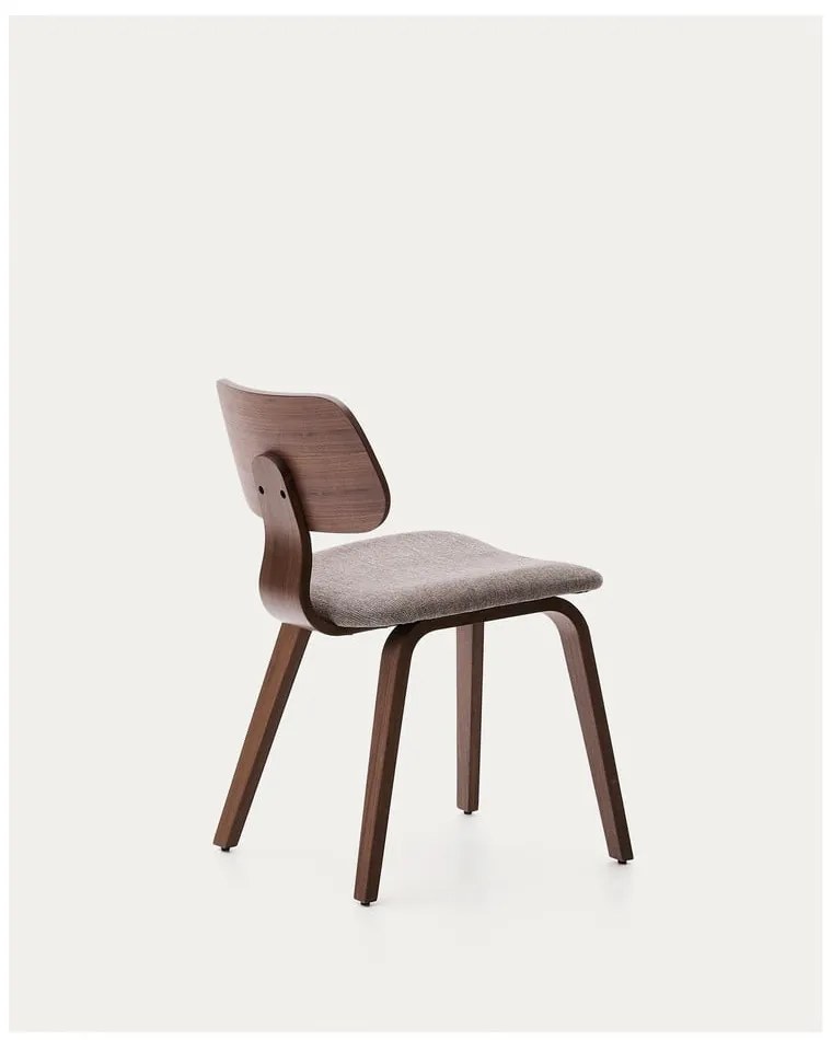 Béžová/tmavohnedá jedálenská stolička v dekore orecha Gena – Kave Home