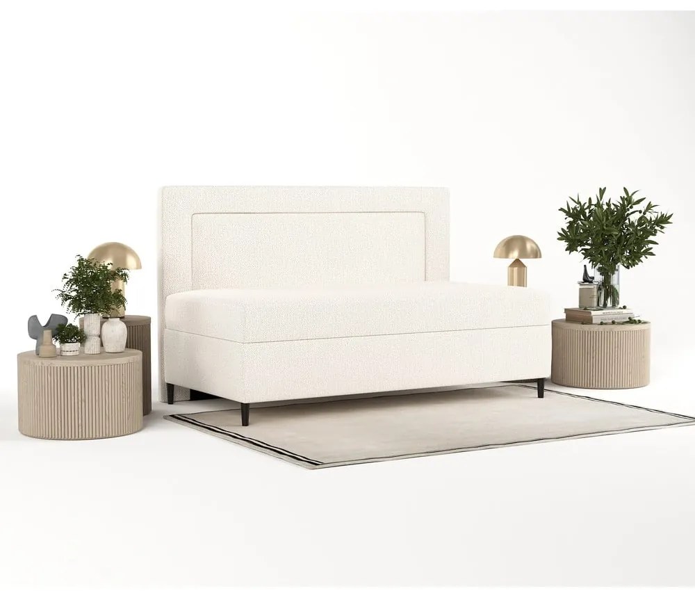 Krémovobiela čalúnená jednolôžková posteľ 100x200 cm Alba – Maison de Rêve