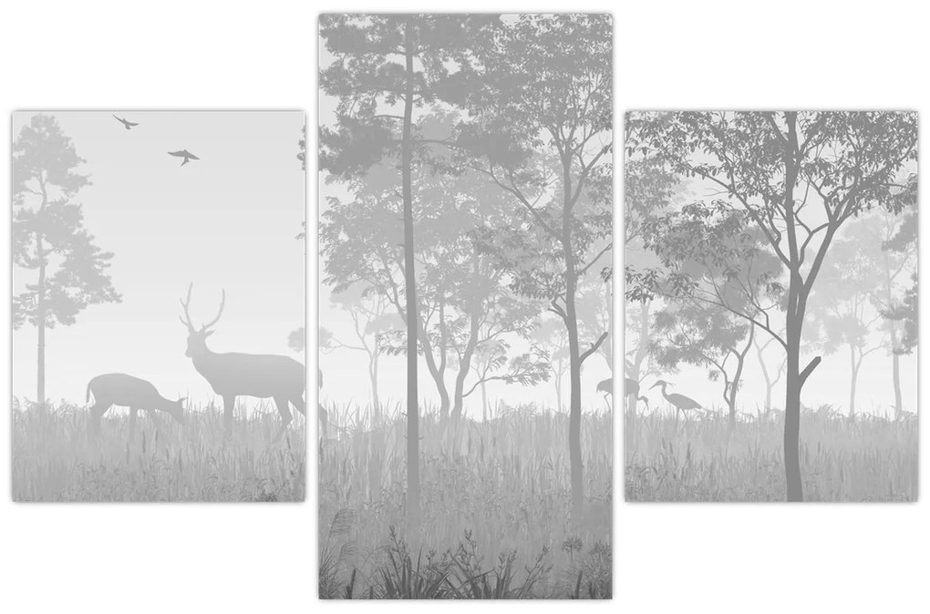 Obraz - Lúka s jeleňami (90x60 cm)