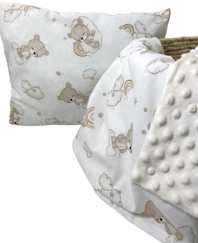 INTERMEDIC SK Set Intermedic do kočíka Teddy/minky krémová 100x75/40x30 cm