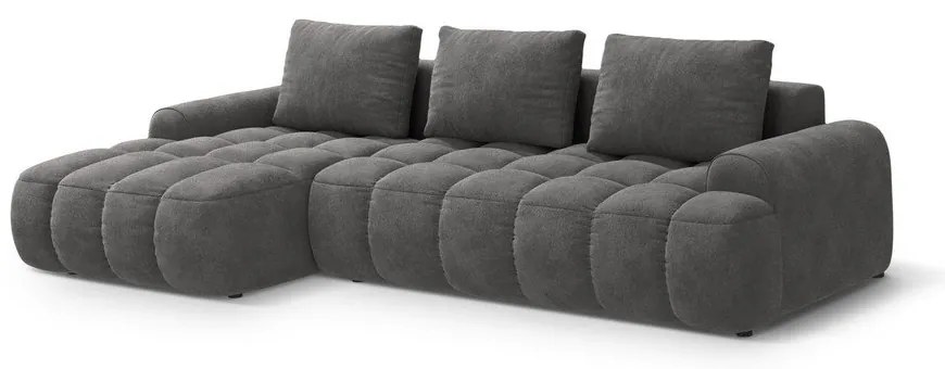 Sivá zamatová rozkladacia/s úložným priestorom rohová pohovka (ľavý roh/s leňoškou) Linz – Cosmopolitan Design