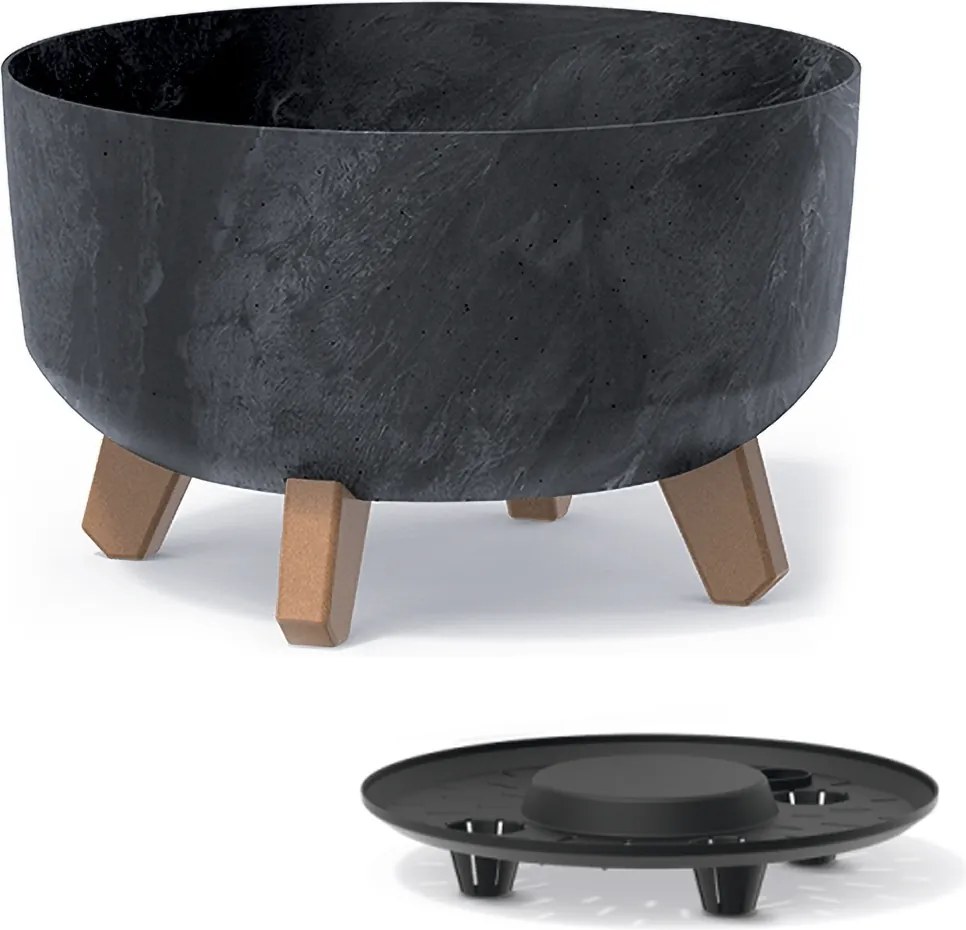 Plastový kvetináč na nožičkách DGRL300LE 28,5 cm - antracit