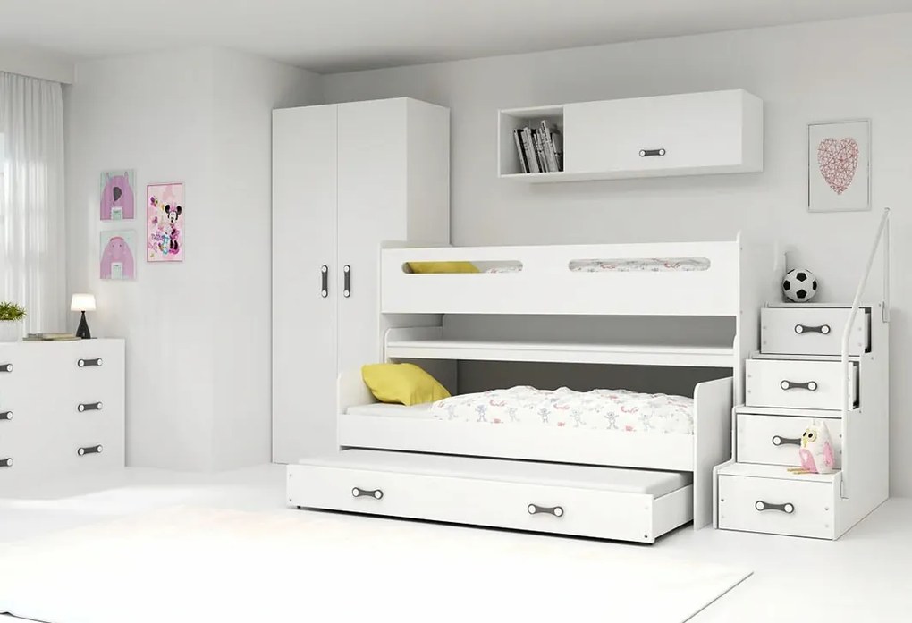 Interbeds Trojlôžková poschodová posteľ Max1 200x80cm biela
