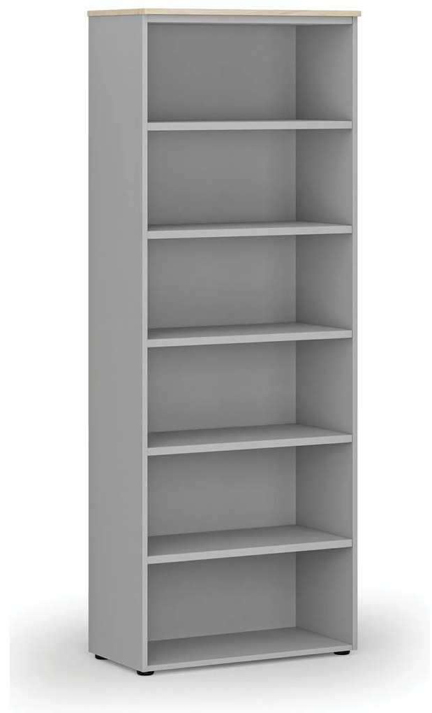 Kancelársky regál PRIMO GRAY, 800 x 420 x 2128 mm, sivá/dub prírodný