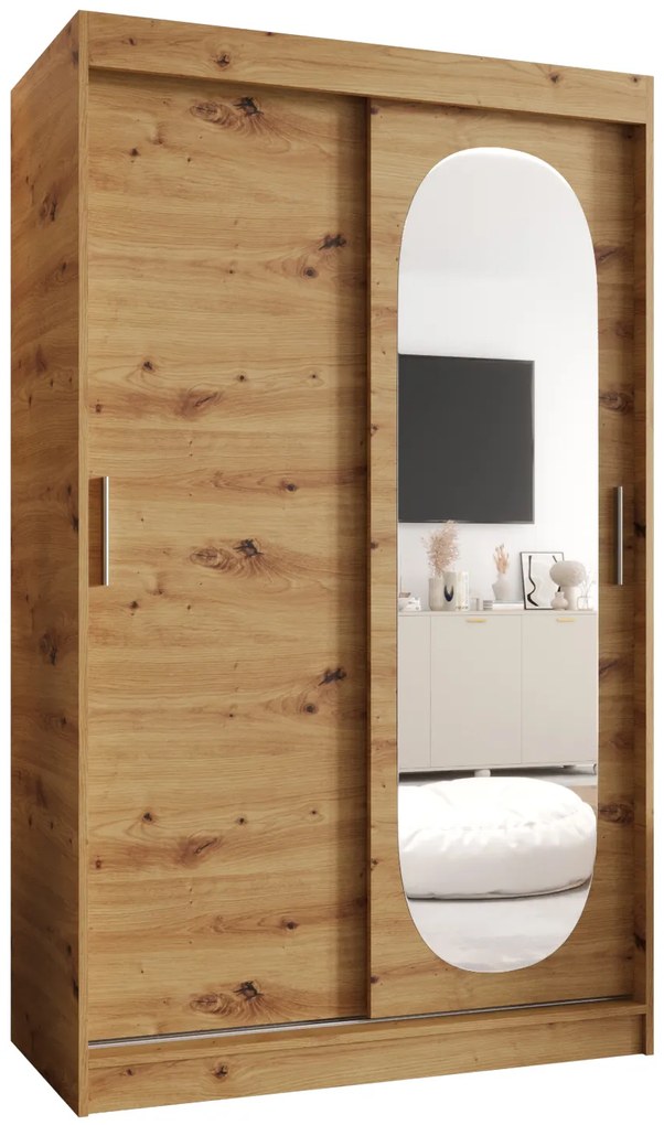 Šatníková skriňa 120 cm Ronny (dub artisan). Akcia -21%. Vlastná spoľahlivá doprava až k Vám domov. 1126047