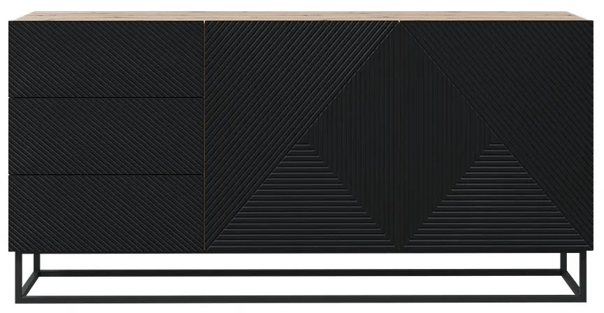 Komoda Asha 167 cm na čiernom podstavci - artisan / čierny mat