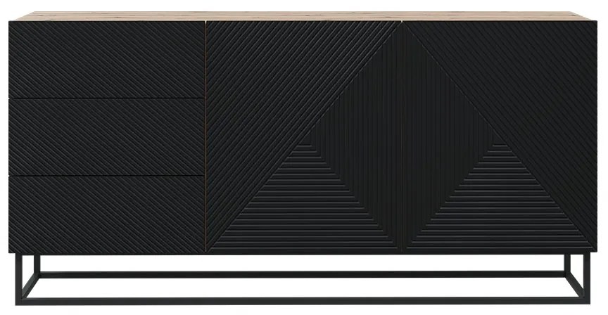 Komoda Asha 167 cm so zásuvkami - artisan / čierny mat