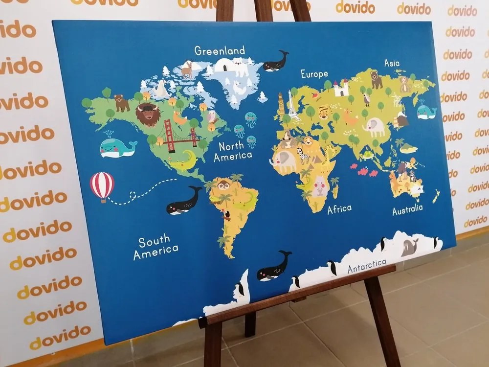 Obraz mapa sveta pre deti - 90x60
