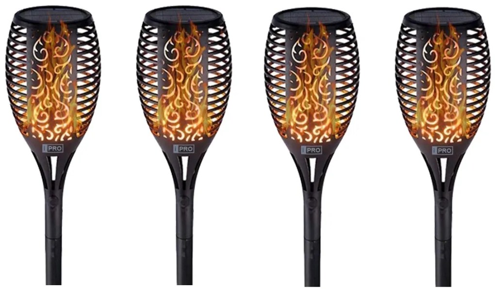 Bezdoteku LEDSolar 96 solárne vonkajšie horiacu fakľu pochodeň 4 ks, 96 LED, bezdrôtové, IPRO, 1W, teplá            farba