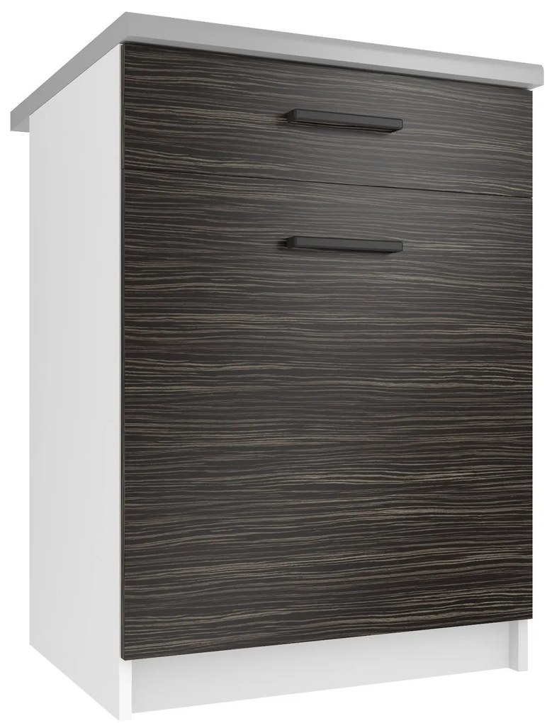 Kuchynská skrinka Belini spodná so zásuvkami 60 cm eben kráľovský s pracovnou doskou TOR SDSZ1-60/0/WT/HK/0/B1