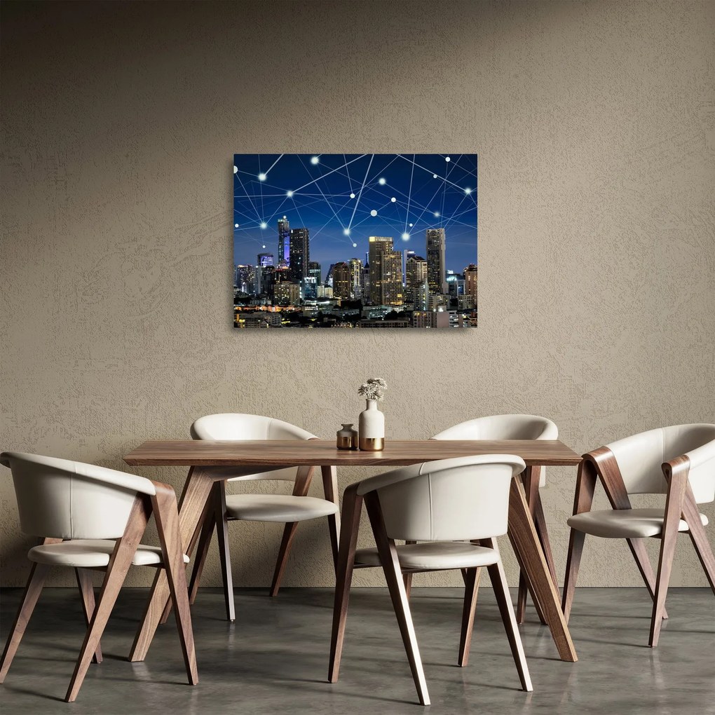 Sklenený obraz - Veľkomesta v noci (70x50 cm)