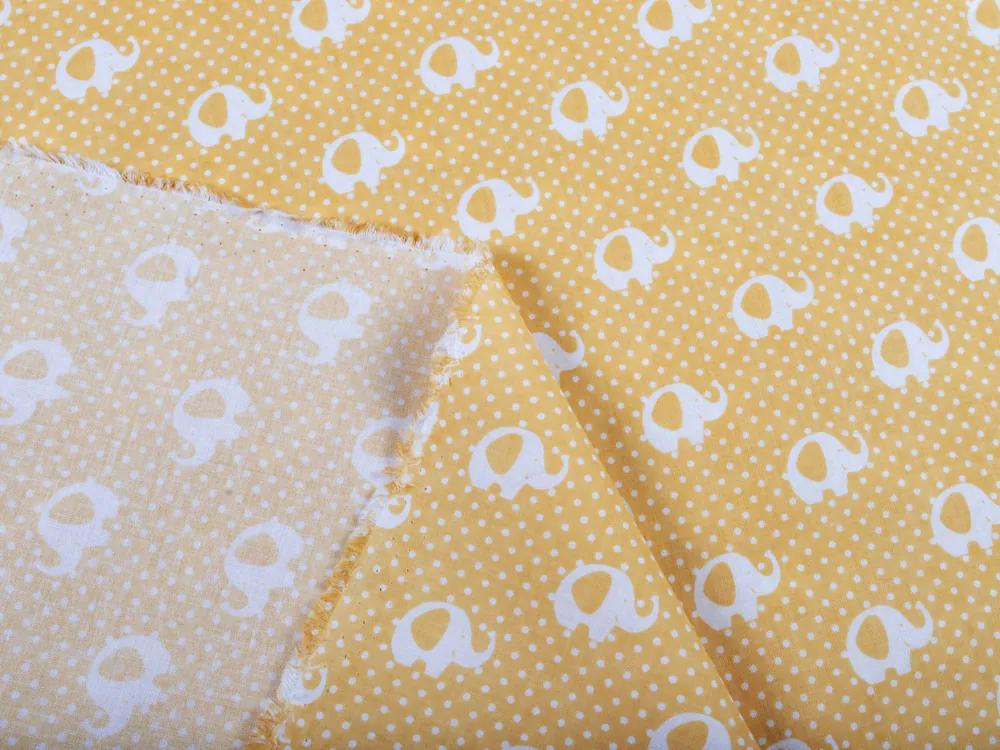 Biante Detský bavlnený záves Sandra SA-305 Sloníky a bodky na žltom 150x220 cm