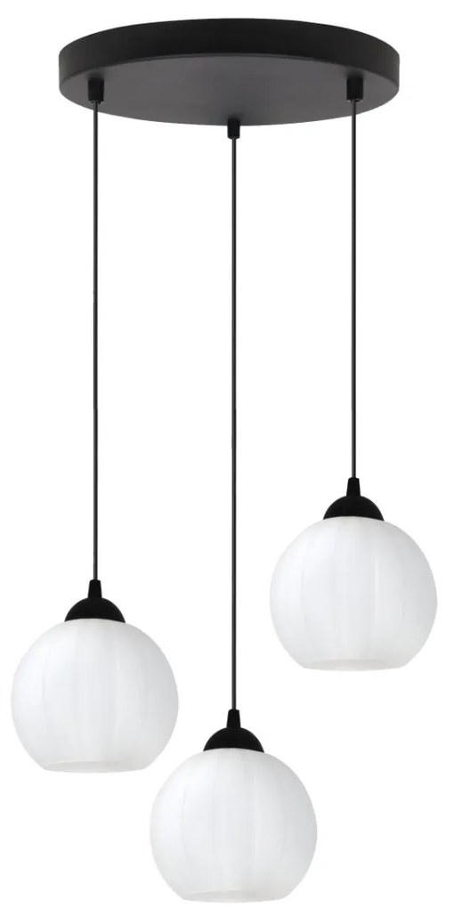 Závesné svietidlo Costa, 3x biele sklenené tienidlo, b, o