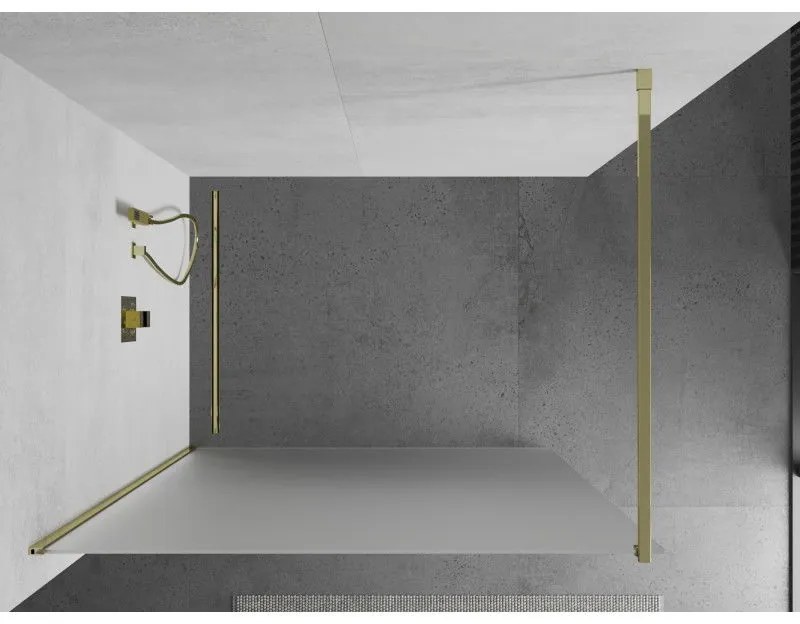 Mexen Kioto, sprchová zástena Walk-In 130 x 200 cm, 8mm sklo námraza, zlatý lesklý profil, 800-130-101-50-30